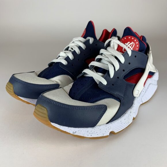 Nike Air Huarache Navy Blue Red White Gum Bottom Sneakers 777330-962 Mens 11 - Picture 1 of 8